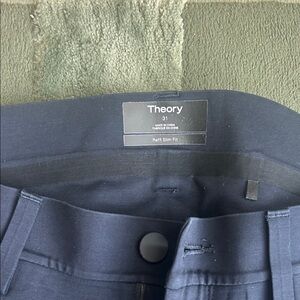 Theory Dark Raffi Blue Tailored Trousers